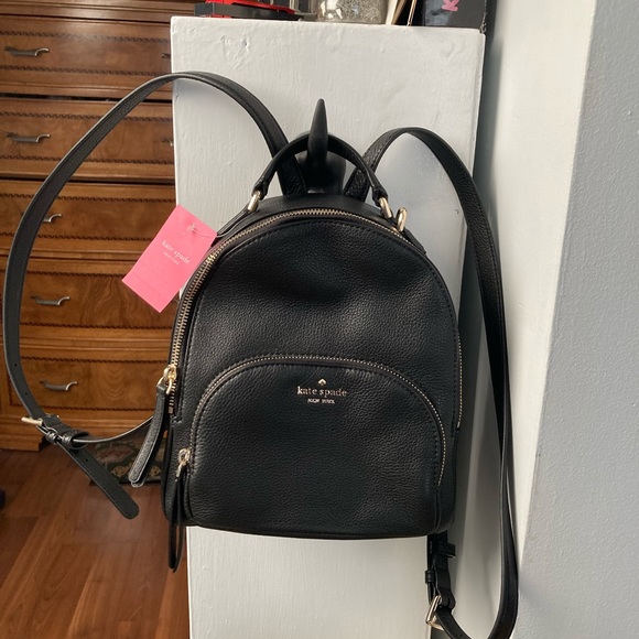 *SOLD* Black Leather Kate Spade Backpack - Picture 2 of 6